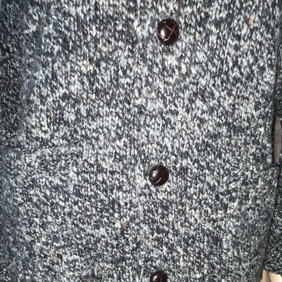 Mens Vintage J CREW MARLED WOOL CARDIGAN LEATHER BUTTONS ELBOW PATCHES SZ S - Picture 3 of 7